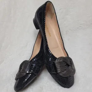 Russell &amp; Bromley Mesh Chain Leather Snakeskin Low Heel Flats Made in Italy✨️US7
